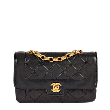 Chanel Black Quilted Lambskin Vintage Mini Diana Classic Single Flap Bag