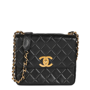 Chanel Black Quilted Lambskin Vintage XL Classic Single Flap Bag