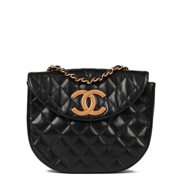 Chanel Black Quilted Lambskin Vintage XL Half Moon Mini Flap Bag