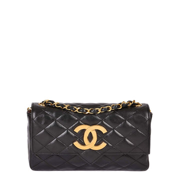 Chanel Black Quilted Lambskin Vintage XL Small Classic Single Flap Bag
