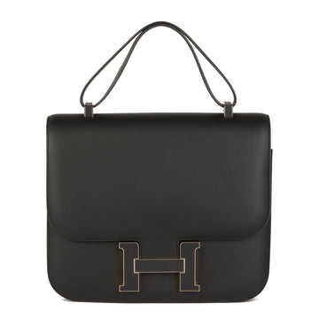 Hermes Black Sombrero Leather Constance Cartable Shoulder Bag