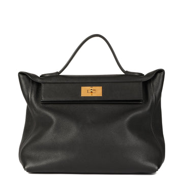 Hermes Black Togo Leather & Swift Leather 24/24 35cm Top Handle Bag
