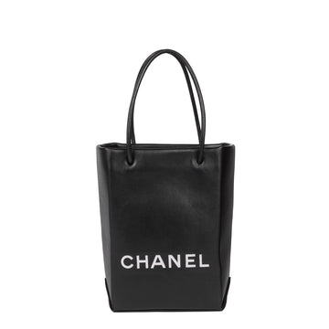 Chanel Black & White Lambskin Mini Shopping Bag Tote Shopper