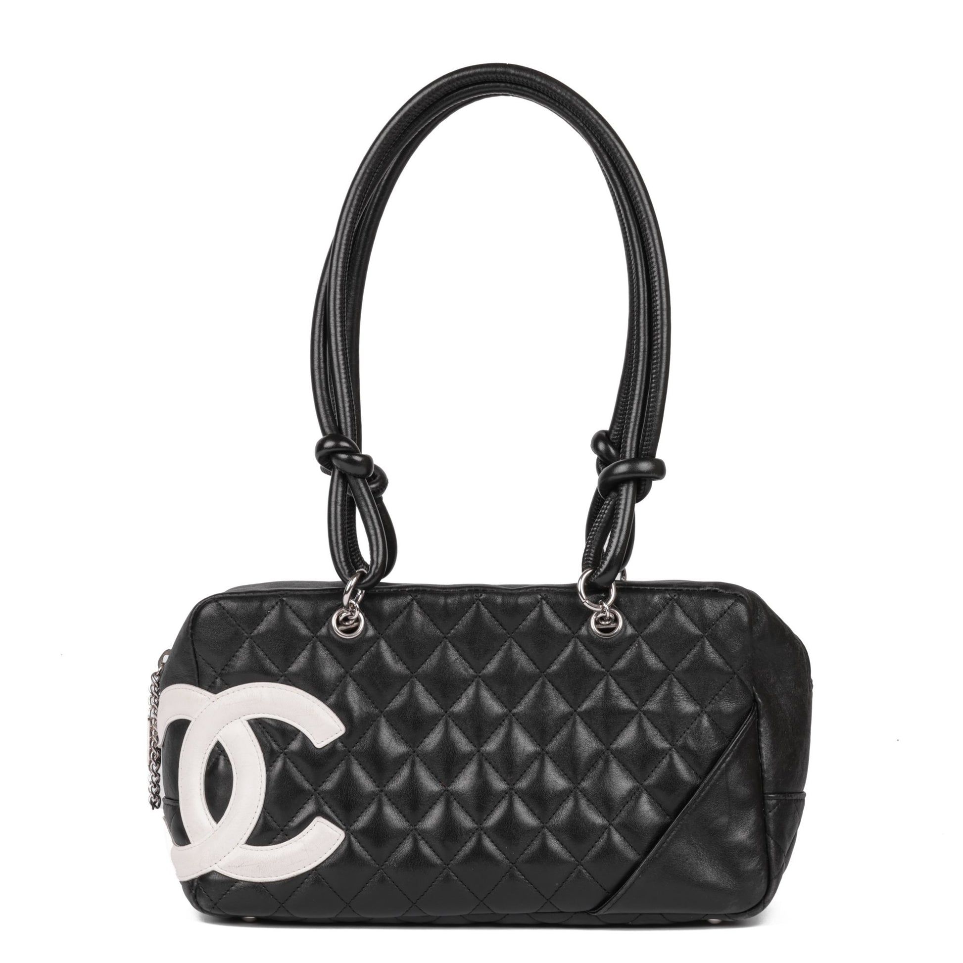 Chanel Black and White Quilted Lambskin Large Cambon Bowling