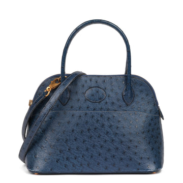 Hermes Bleu Saphir Ostrich Leather Vintage Bolide 27 Shoulder Bag