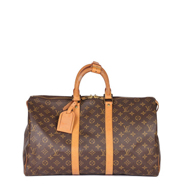 Louis Vuitton Brown Monogram Coated Canvas & Vachetta Leather Vintage Keepall 45 Travel Bag