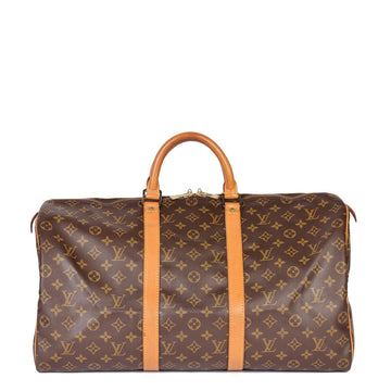 Louis Vuitton Brown Monogram Coated Canvas & Vachetta Leather Vintage Keepall 50 Travel Bag