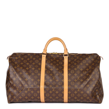 Louis Vuitton Brown Monogram Coated Canvas & Vachetta Leather Vintage Keepall 60 Travel Bag