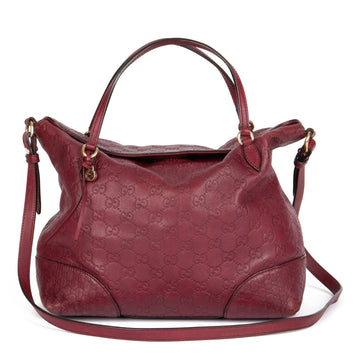 Burgundy GG Embossed Guccissima Calfskin Leather Signature Tote Shoulder Bag