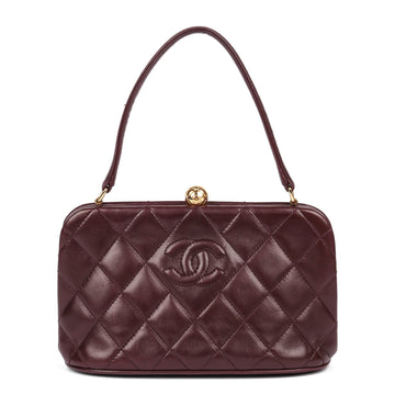 Chanel Burgundy Quilted Lambskin Timeless Top Handle Frame Bag Top Handle Bag