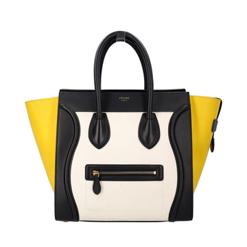 CELINE Leather Mini Luggage Tote Black/White/Yellow