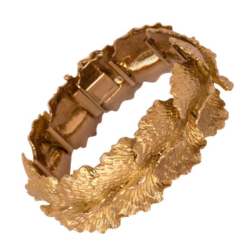 1960s French Gold Leaf Design Bracelet