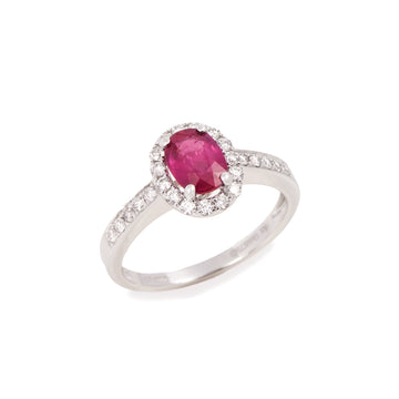 David Jerome Certified 117ct Oval Cut Ruby and Diamond Ring