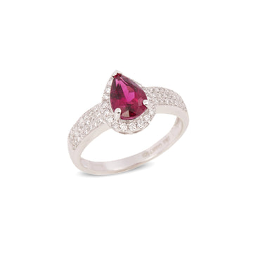 David Jerome Certified 123ct Pear Cut Rubellite and Diamond Ring