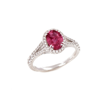 David Jerome Certified 144ct Oval Cut Ruby and Diamond Ring
