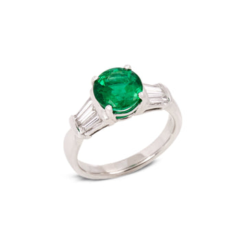 David Jerome Certified 191ct Round Cut Emerald and Diamond Ring
