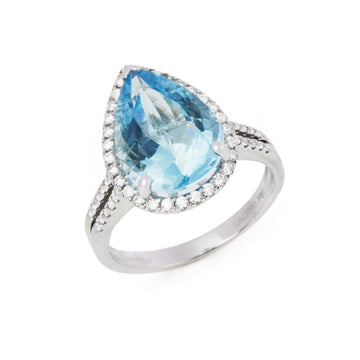 David Jerome Certified 477ct Pear Cut Aquamarine and Diamond Ring