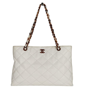 CHANEL Shoulder Bag Shopping Tote in white Caviar leather