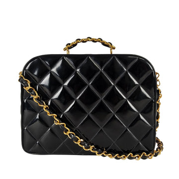 CHANEL Chanel Chanel Vanity shoulder bag in patent matelasse leather