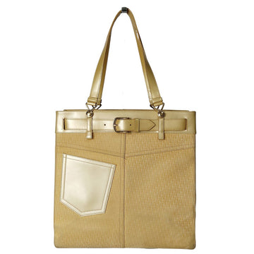 DIOR Christian shoulder tote bag in golden monogram suede