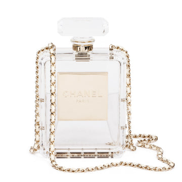 Chanel Clear Plexiglass Perfume Bottle Minaudiere Shoulder Bag