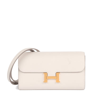 Hermes Craie Epsom Leather Constance To Go Long Wallet Shoulder Bag