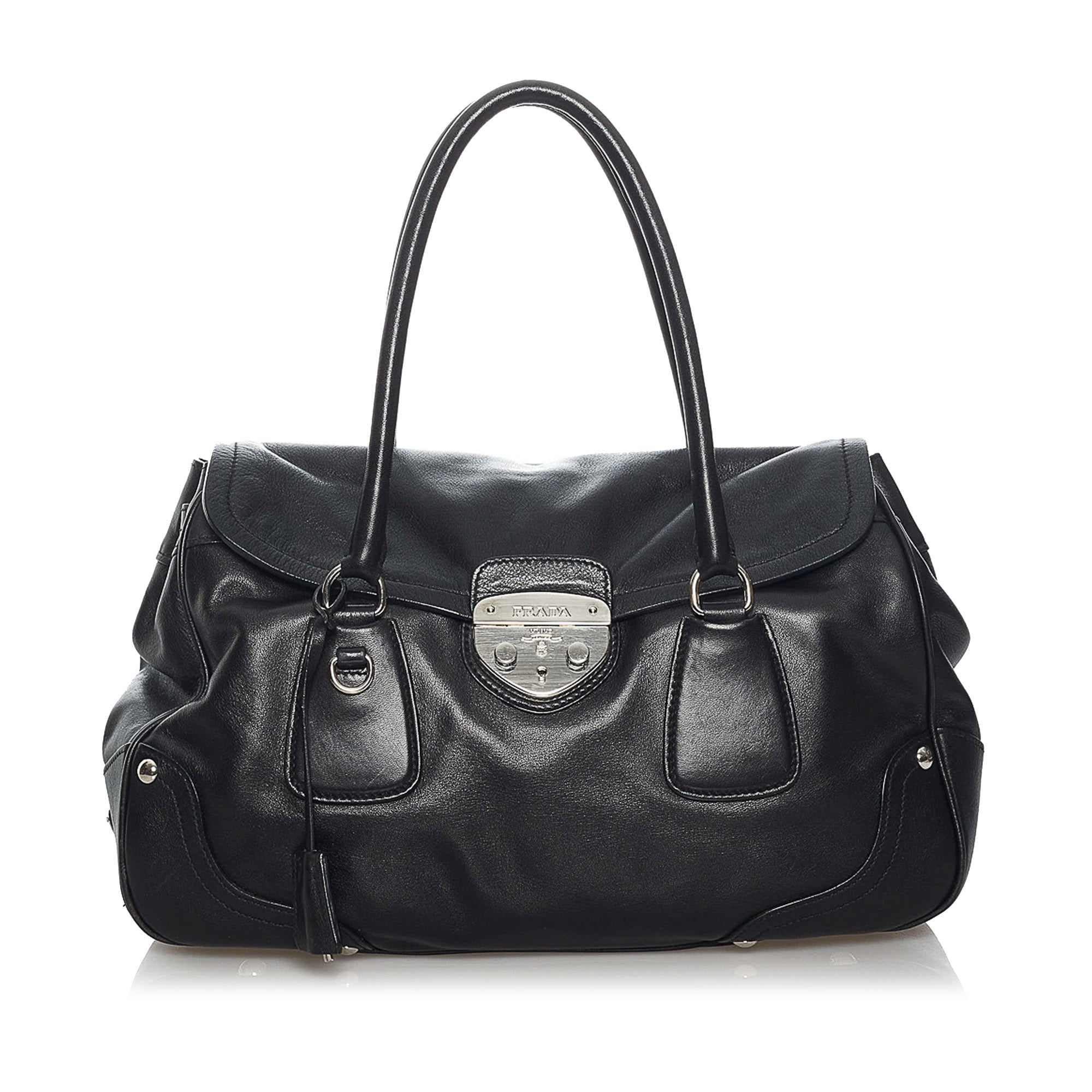 Prada - Sound Black Saffiano Push-Lock Shoulder Bag