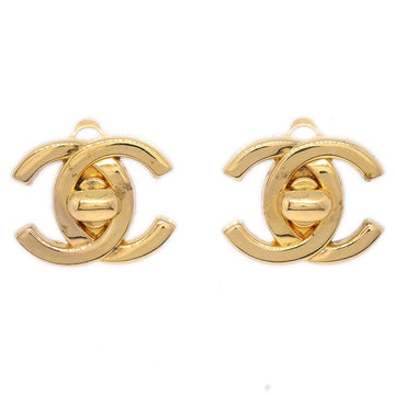 CHANEL Turnlock Earrings Gold Small 95A 43246