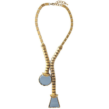 1970s Blue Glass Pendant Necklace