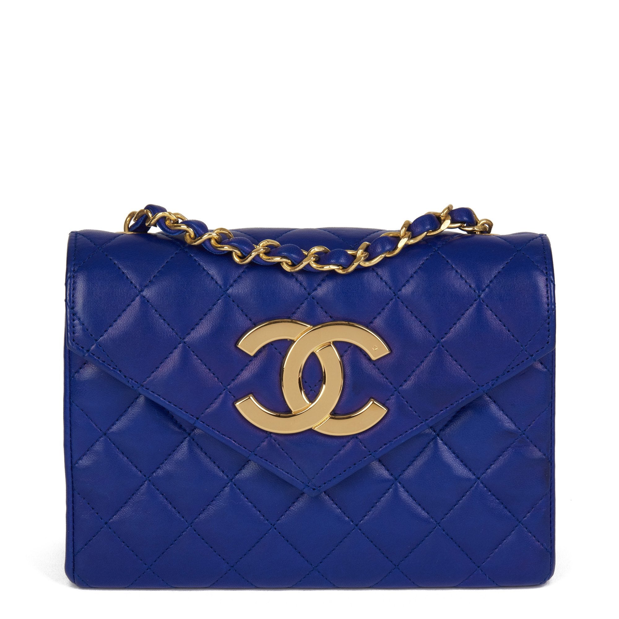 Chanel Rare 90's Vintage Quilted Light Blue Lambskin Top Handle Classic  Flap Bag at 1stDibs
