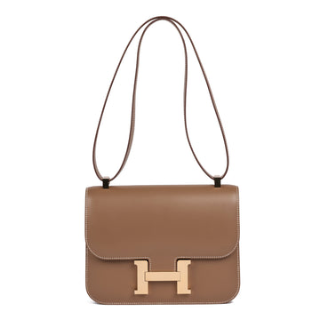 Hermes Etoupe Tadelakt Leather Constance 24 Shoulder Bag