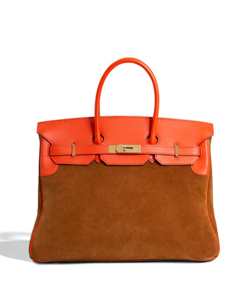 HERMES Birkin 35 Grizzly Suede and Swift PBHW