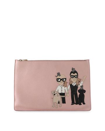 D&G Pink Leather Family Clutch Bag