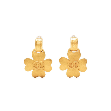 CHANEL Gold Four Leaf Clover Clip-on Earrings