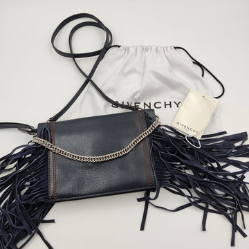 GIVENCHY Givenchy shoulder bag in blue leather with fringes