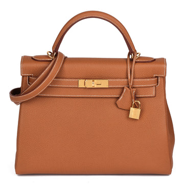 Hermes Gold Togo Leather Kelly 32cm Shoulder Bag