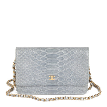 Chanel Grey Python Leather Wallet-on-Chain WOC Shoulder Bag