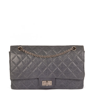 Chanel Grey Quilted Aged Calfskin Leather 2005 50th Anniversary Edition 227 255 Reissue Double Flap Bag
