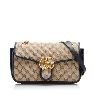 GUCCI GG Canvas Marmont Crossbody Brown
