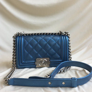 Chanel Blue Perforated Mini Boy Bag Sku# 59683