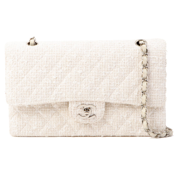 chanel white tweed bag