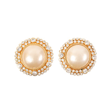 CHANEL 1990 Made Bijoux Round Pearl Earrings