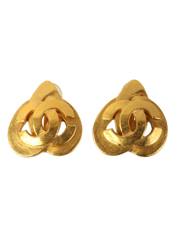 CHANEL 1997 Made Design Cut-Out Cc Mark Earrings
