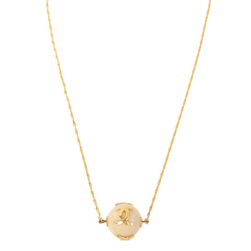 Chanel Marble Ball Cc Mark Plate Necklace Cream