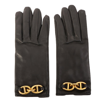 HERMES Chaine D'Ancre Gloves Black/Gold