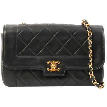 Chanel Around 1992 Made Edge Design Flap Turn-Lock Chain Bag Black