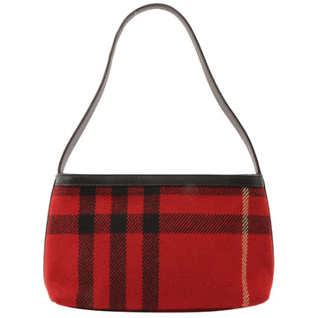 Burberry Wool Check Pattern Shoulder Bag Red/Black