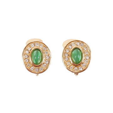 DIOR Rhinestone Earrings Green