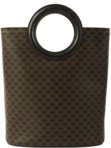 CELINE Macadam Pattern Logo Top Handle Bag Black/Brown