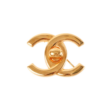 Chanel Brooch Coco Mark Turnlock Metal Gold Unisex